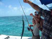 Fishing in Belize is fun for children.