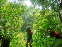 Ziplining Portofino Belize.